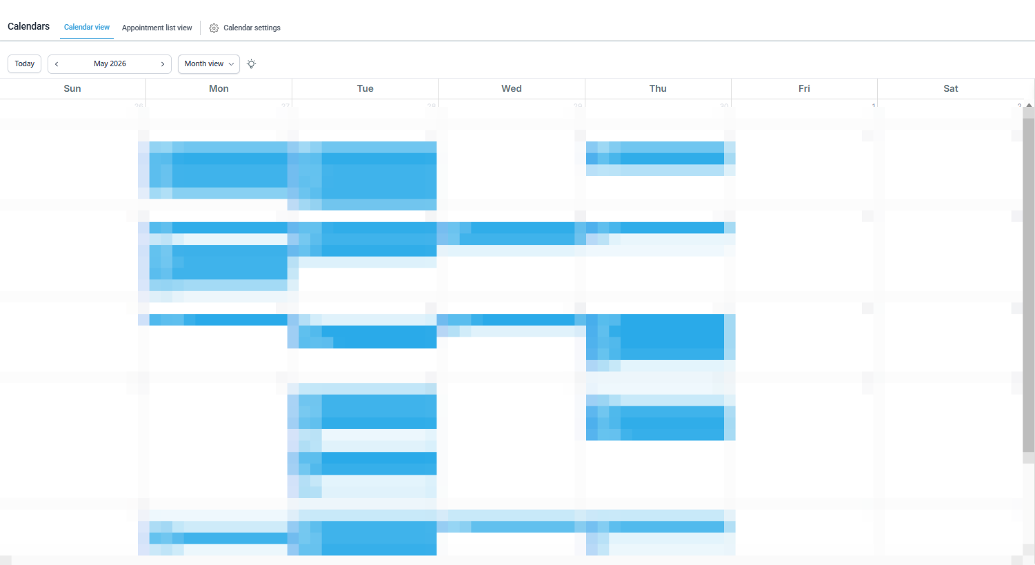 Crestview ATA (2nd month) booking calendar