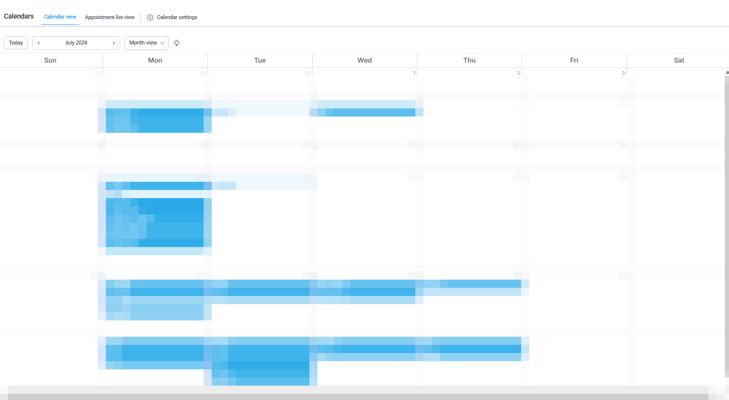 Pensacola ATA booking calendar